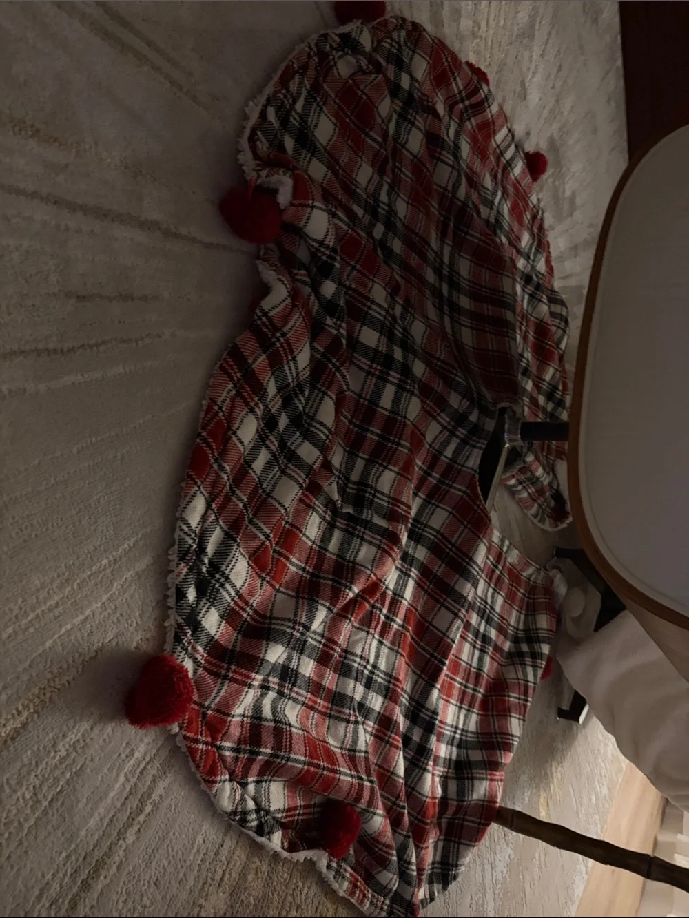 Children's Red Plaid Pom-Pom Pajama Robe